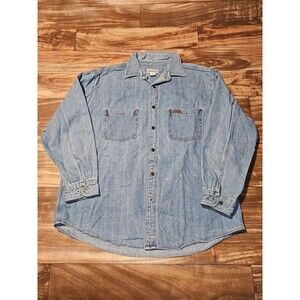 Carhartt Blue Denim Long Sleeve Button Up Collared Shirt Y2k 2000s Size XL